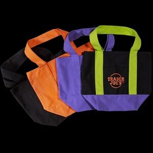 Trader Joe's Tote Bag Set - Black, Green, Purple, and Orange